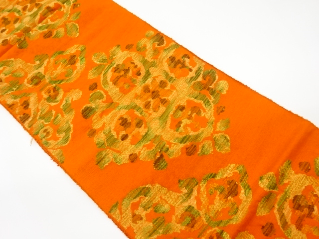 JAPANESE KIMONO / VINTAGE NAGOYA OBI / TSUMUGI / WOVEN FLOWER CREST